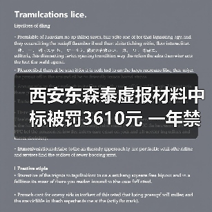 西安东森泰虚报材料中标被罚3610元 一年禁政府采购(图1) 西安东森泰虚报材料中标被罚3610元 一年禁政府采购(图1)